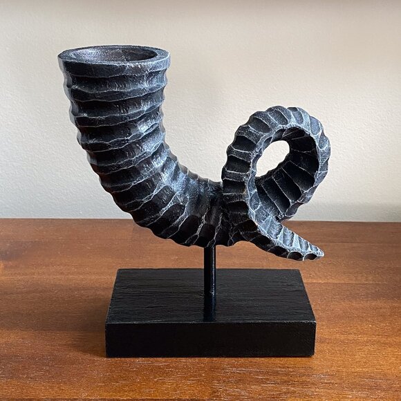 Handmade Black Wooden Spiral Horn - Viking / Skyrim Style - Picture 1 of 9